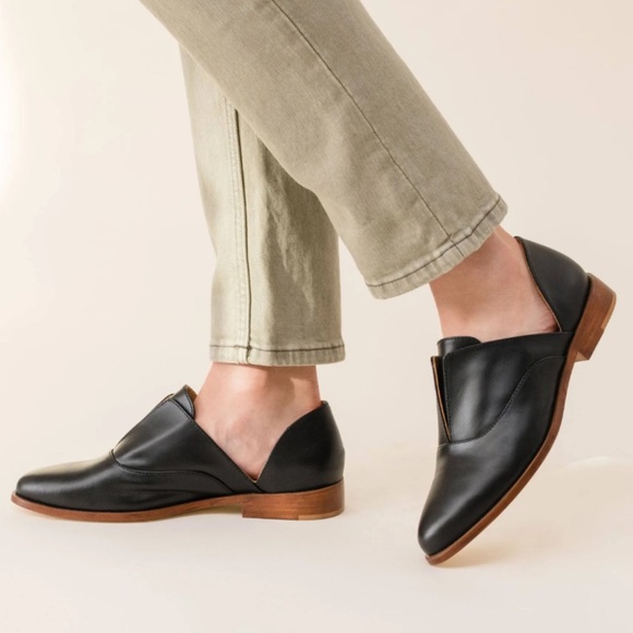 Nisolo Women's Emma d'Orsay Oxford Black Leather Cutouts Size 7.5 EUC